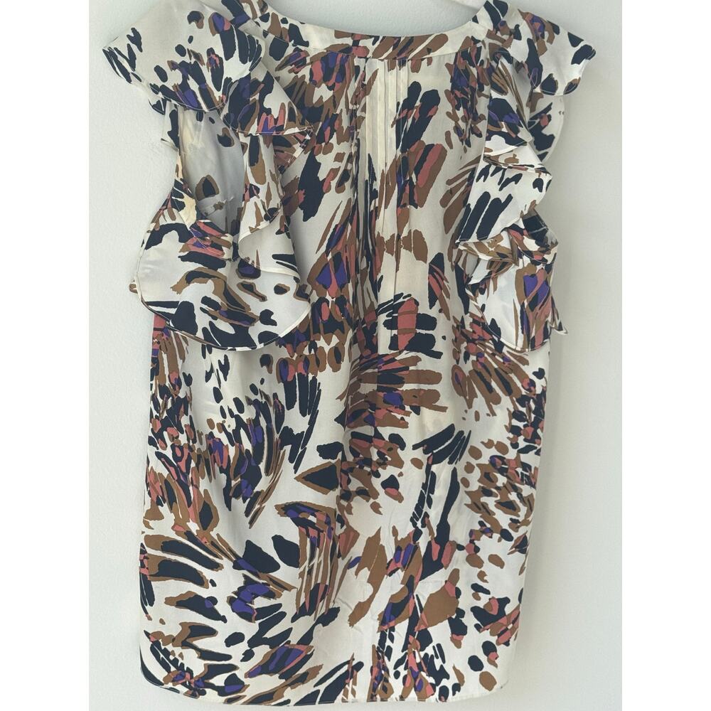 Tibi Short Sleeve Colorful Flutter Sleeve Blouse … - image 7